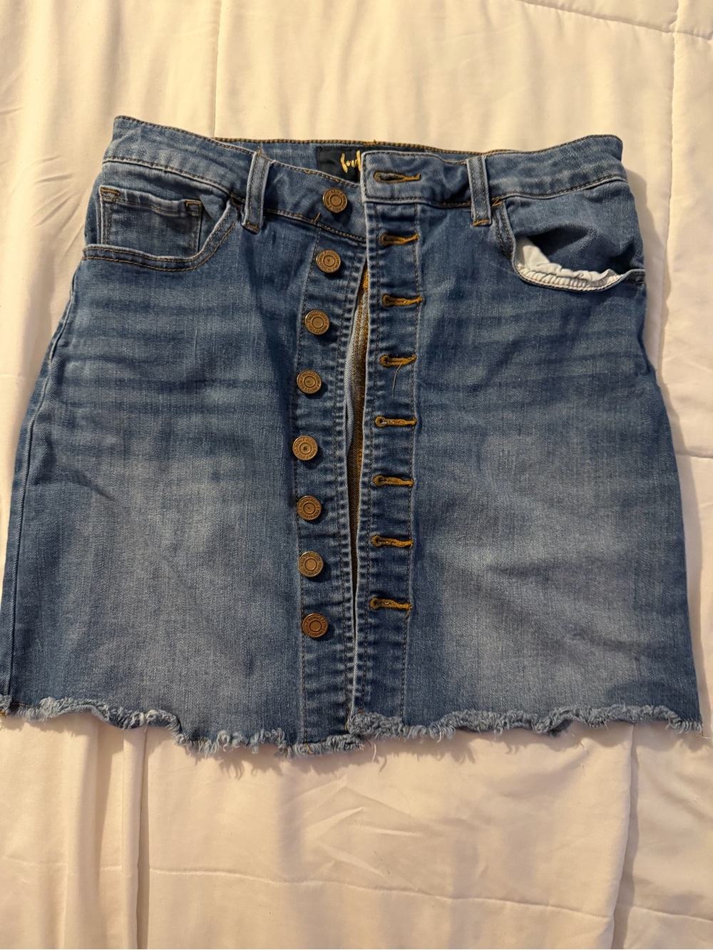Indigo Rein Light Blue Button-Front Denim Mini Skirt